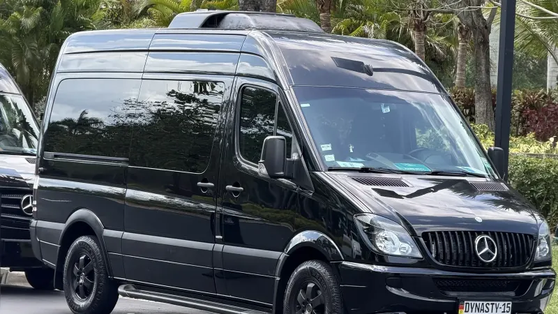 Black Mercedes-Benz Sprinter van
